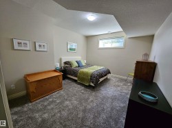 Neutral-toned room featuring a window with white blinds, light gray walls, and gray textured carpeting - 