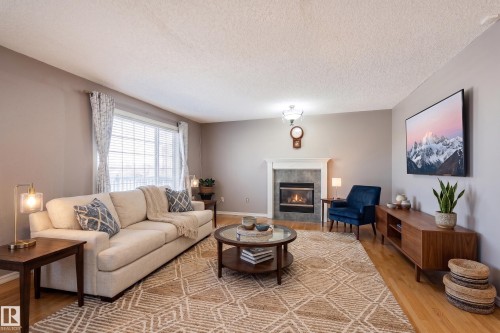 1044 Barnes Way, Edmonton, AB - Indoor Photo Showing Living Room With Fireplace