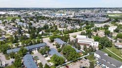 Aerial perspective showcasing a residential area with varied housing styles - 