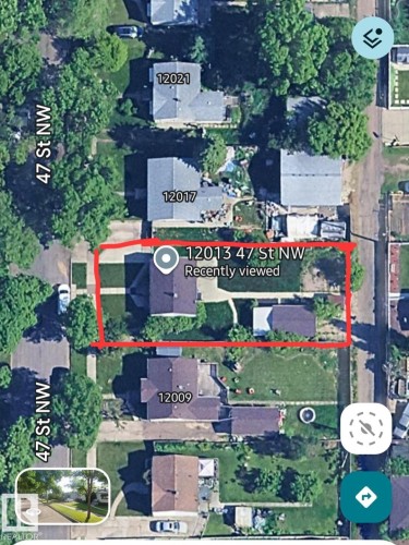 Aerial Property View. Displaying the property at 12013 47 St NW and surrounding parcels - 12013/15 47 Street Nw, Edmonton, AB 