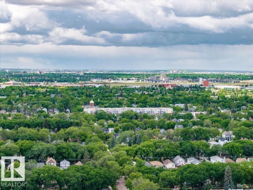 Expansive aerial perspective showcasing a verdant landscape with extensive tree canopies - 11241 88 Street, Edmonton, AB 