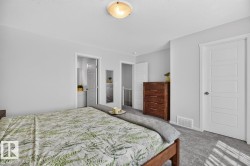 Bedroom featuring light gray walls and plush gray carpet - 