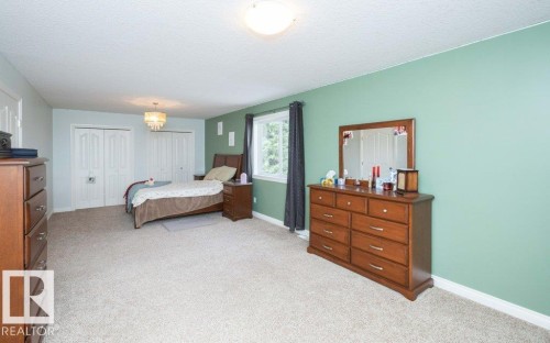 Spacious room featuring light-colored carpet flooring and a blend of light green and light blue wall finishes - 58505 Rng Rd 260, Rural Westlock County, AB 