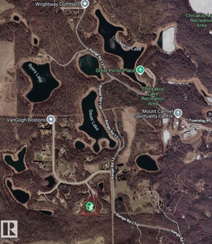 Aerial Map. Outlining the geographical positioning and surrounding features of the property - 7 53424 Range Road 13, Rural Parkland County, AB 