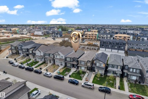 Aerial perspective showcasing a developed street with multiple residential properties - 432 29 Street, Edmonton, AB 