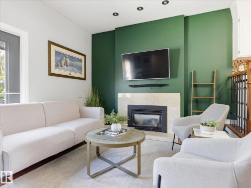 3 Fairfax Crescent, St. Albert, AB - Indoor Photo Showing Living Room With Fireplace