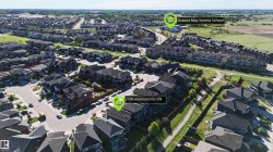 Aerial perspective showcasing a residential community with varied architectural styles - 