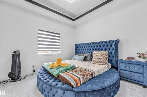 Spacious room featuring light-colored walls and grey carpeting - 208 33 Street, Edmonton, AB 