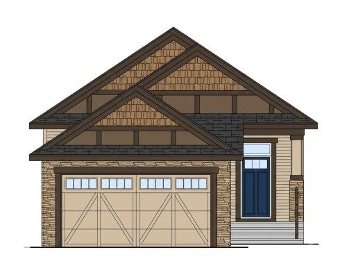 Architectural Rendering. Front elevation of the property, depicting external features and finishes - 519 Ashgrove Circle, Leduc, AB 