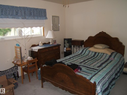 Bright room featuring two windows, light gray carpeting, and neutral wall tones - 4606 51 Avenue, Two Hills, AB 
