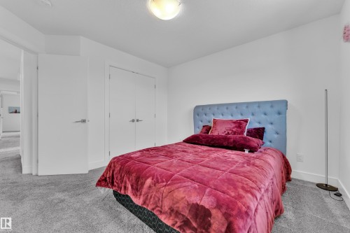 Bright bedroom featuring plush gray carpeting and white walls - 2630 16A Avenue, Edmonton, AB 