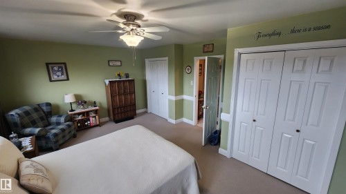 Carpeted room with light green walls and white trim - 13307 Delwood Road, Edmonton, AB 
