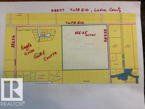 Survey Map. Outlining parcel boundaries, acreage, and surrounding features for the property - 23327 Twp Rd 510, Rural Leduc County, AB 