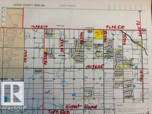 GIS Map. Displaying property divisions and road networks within Leduc County - 23327 Twp Rd 510, Rural Leduc County, AB 