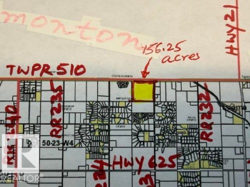 Property Survey Map. Indicating a specific parcel of land and its acreage within a broader geographic area - 23327 Twp Rd 510, Rural Leduc County, AB 