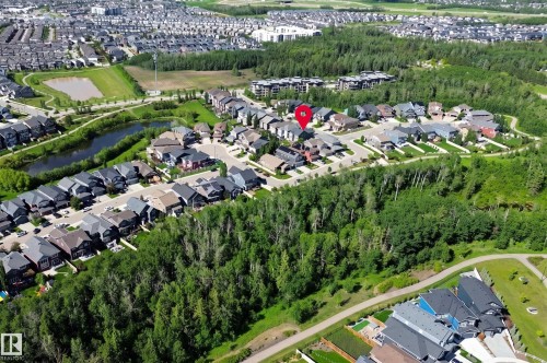 Aerial representation of a residential area featuring a curvilinear street layout and uniform housing styles - 5430 Edworthy Way, Edmonton, AB 