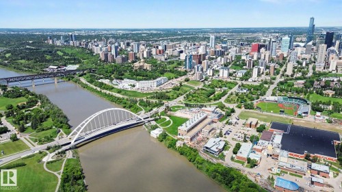 Expansive aerial perspective showcasing a vibrant urban landscape - 413 10116 80 Avenue, Edmonton, AB 