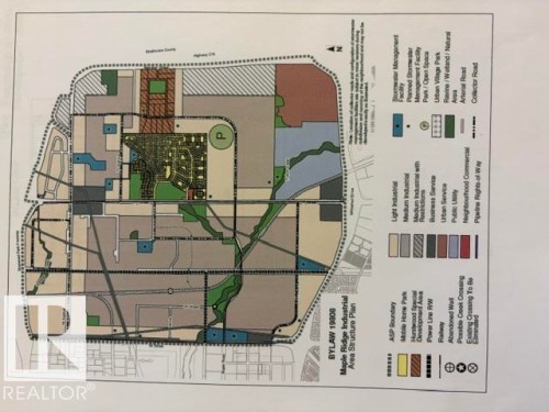 Area Structure Plan. Illustrating land use designations and infrastructure for the property - 707 65 Avenue, Edmonton, AB 