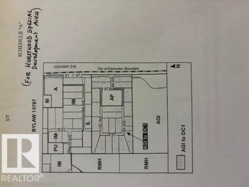 Bylaw 15767, Schedule A. Depicting the Hurstwood Special Development Area plan with specific zoning and boundary delineations - 707 65 Avenue, Edmonton, AB 