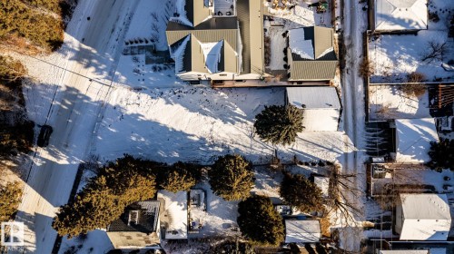 Aerial perspective of a neighborhood street with residential properties - 14307 Summit Drive, Edmonton, AB 