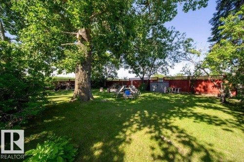 Massive, fully fenced back yard with a gate out to a walking space behind property. - 4823 10 Avenue, Edmonton, AB 