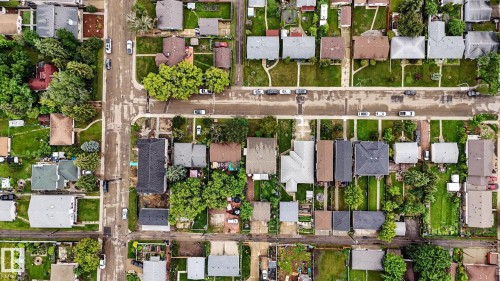 Aerial perspective showcasing a residential area with varied housing styles - 10242 161 Street, Edmonton, AB 