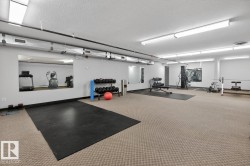 Dedicated fitness room featuring carpeted flooring, mirrored walls, and flush-mounted ceiling lighting - 
