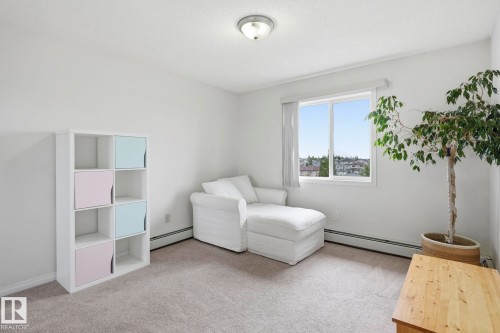Windowed interior space with light gray carpet flooring and white walls - 426 3425 19 Street, Edmonton, AB 