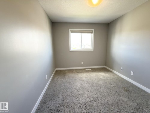 Neutral gray wall paint, white trim, and light gray carpeting - 3110 Paisley Road, Edmonton, AB 