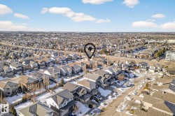 Aerial perspective of suburban area - 