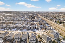 Aerial perspective of suburban area - 