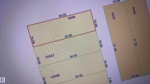 Property Survey. Displaying parcel dimensions and identification numbers for the property - 9559 106 Avenue, Edmonton, AB 