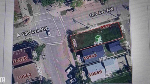 Property Map. Illustrating lot dimensions and property numbers in the specified area - 9559 106 Avenue, Edmonton, AB 