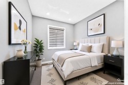 Bedroom featuring light gray walls, recessed lighting, a window with horizontal blinds, and carpeted flooring - 