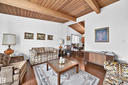 Vaulted wood-paneled ceilings with exposed beams - 13804 87 Street, Edmonton, AB 