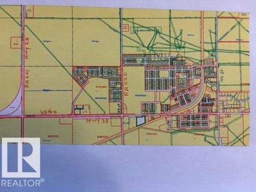 Subdivision Plan. Presenting the property's boundaries and surrounding infrastructure - 5520 48 Avenue, Redwater, AB 