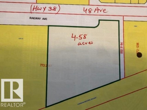 Survey Plat. Illustrating the property's boundaries and area measurement - 5520 48 Avenue, Redwater, AB 