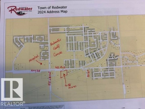Town of Redwater 2024 Address Map. Illustrating the property's location and surrounding infrastructure - 5520 48 Avenue, Redwater, AB 