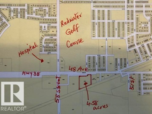 Survey Map. Indicating the property location and surrounding features - 5520 48 Avenue, Redwater, AB 