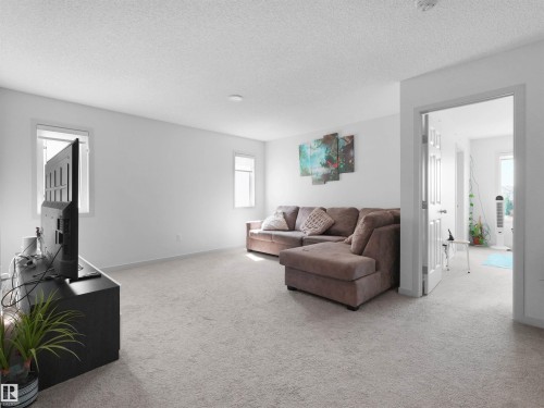 Carpeted open area featuring white walls and multiple windows - 4615 175 Avenue, Edmonton, AB 