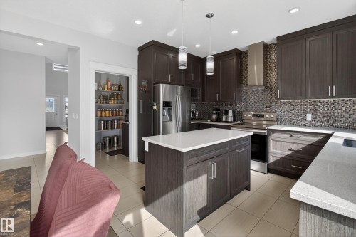 8607 Mayday Wynd, Edmonton, AB - Indoor Photo Showing Kitchen With Stainless Steel Kitchen With Upgraded Kitchen