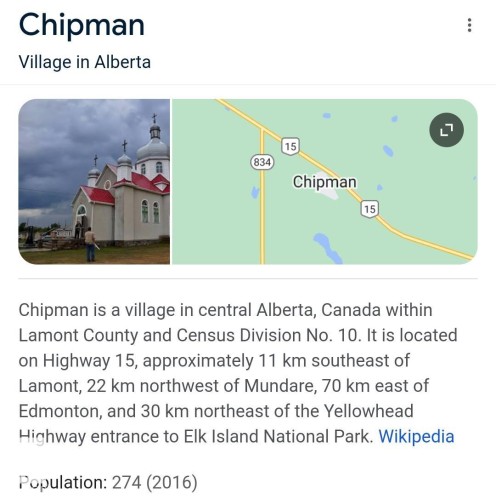 Geographic Information. Detailing location and population data for the property's village of Chipman, Alberta - 4927 50 Ave, Chipman, AB 