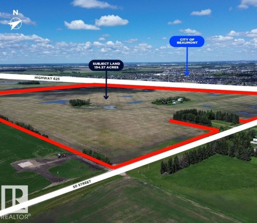Expansive land parcel featuring 154.37 acres of open fields and scattered treelines - 24209 Hwy 625, Beaumont, AB 
