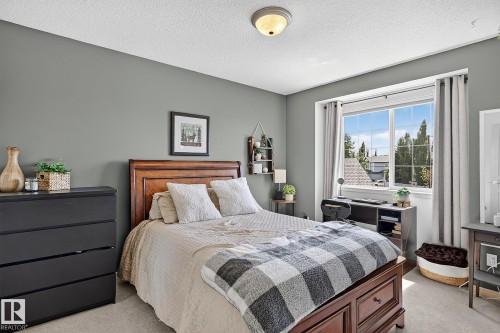 Spacious bedroom featuring neutral wall tones, a large window with natural light, and plush carpeting - 163 Galland Crescent, Edmonton, AB 