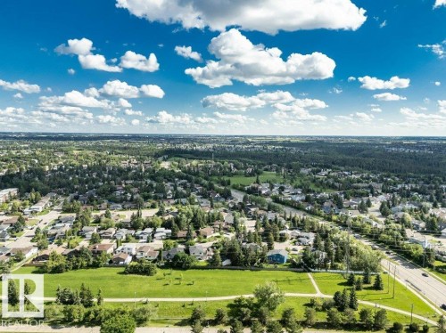 Expansive aerial perspective showcasing a residential area with varied housing styles - 11742 29 Avenue, Edmonton, AB 
