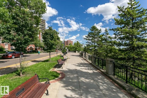 Victoria Promenade - public walkway along the top of the bank.  Benches along the promenade invite you to relax and enjoy the beauty of the seasons. - #602 12303 Jasper Av Nw, Edmonton, AB - Outdoor
