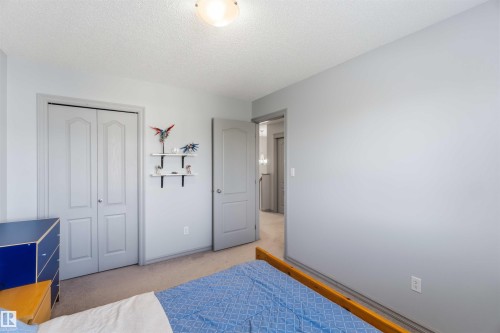 Room featuring neutral wall tones, carpet flooring, a ceiling-mounted light fixture, and a built-in double-door closet - 3061 Spence Wynd, Edmonton, AB 