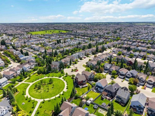 Aerial perspective showcasing a residential area with varied home designs - 3061 Spence Wynd, Edmonton, AB 