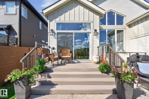 Spacious rear deck with multi-level composite decking and railing system - 14 Jane Point(E), St. Albert, AB 
