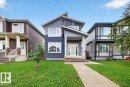 Contemporary two-story residence featuring a striking blue and gray facade - 18139 75 Street, Edmonton, AB 